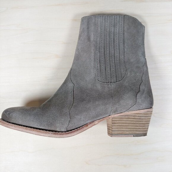 Free People Gray Taupe Frontier‎ Western Boot Women's size 7.5/ 38 EU Suede - Picture 4 of 10